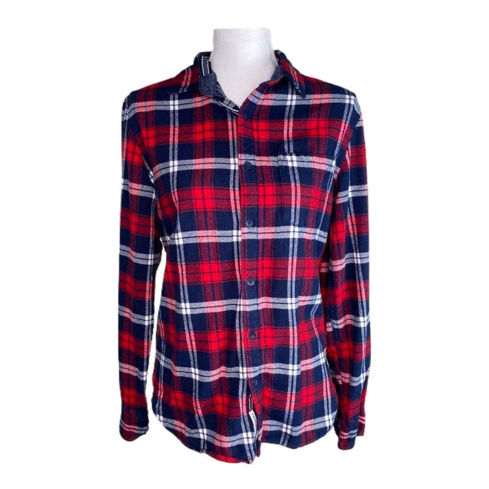 American Heritage Women’s Red Blue Small Long Sleeve Button Down Flannel Shirt